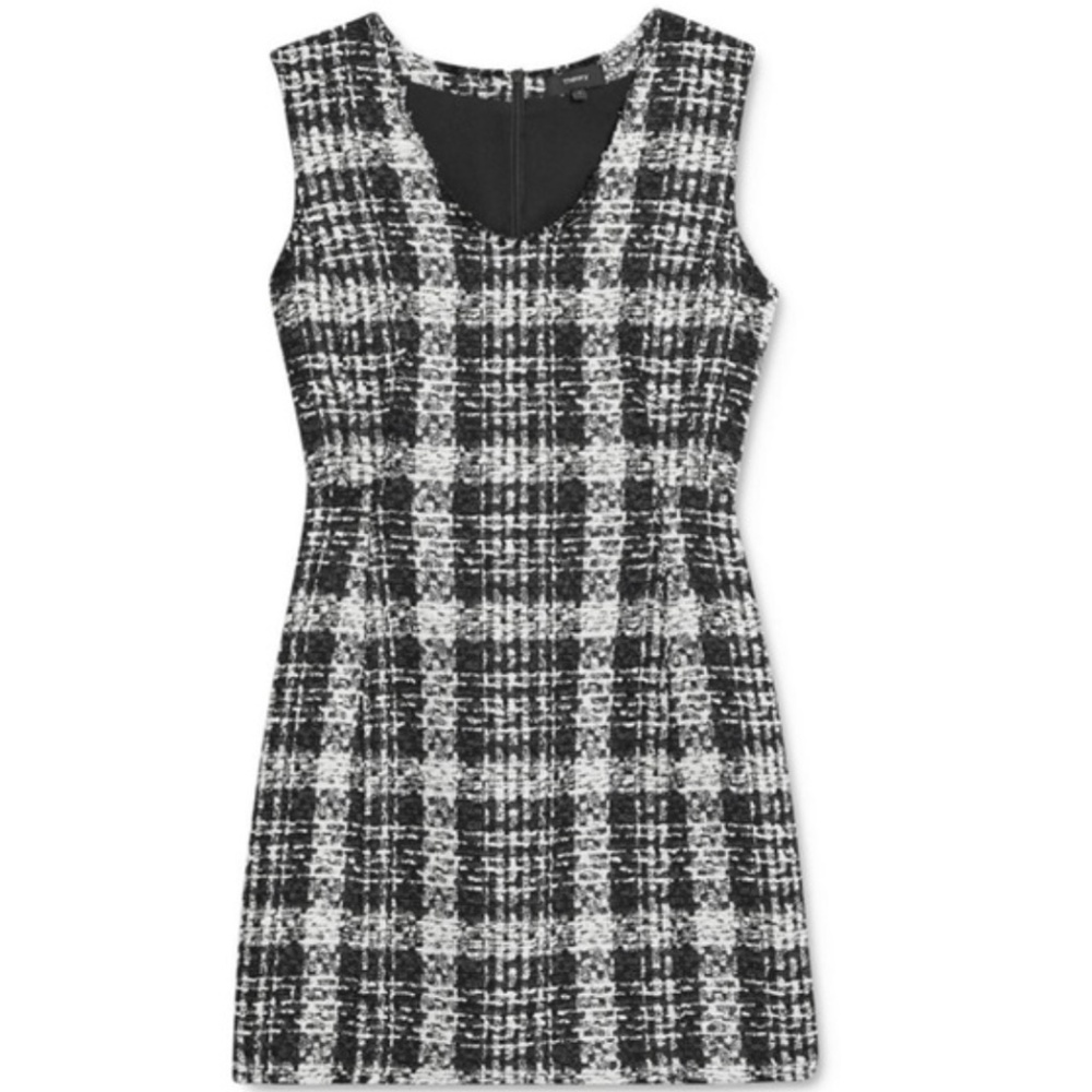 Theory Sculpt U Rubber Tweed / Plaid Dress